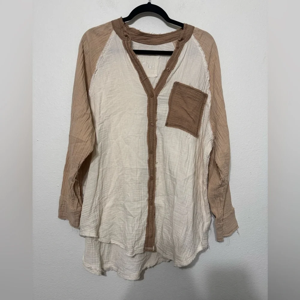 Aerie Gauzy Coverup Shirt Medium